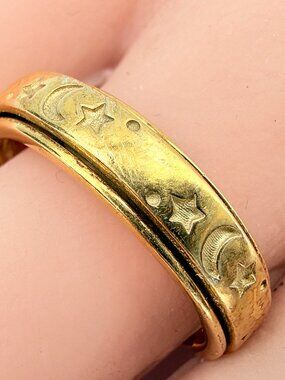 Charming Marked D'JOY Sterling Silver Vermeil Celestian Spinner Band Ring Sz10